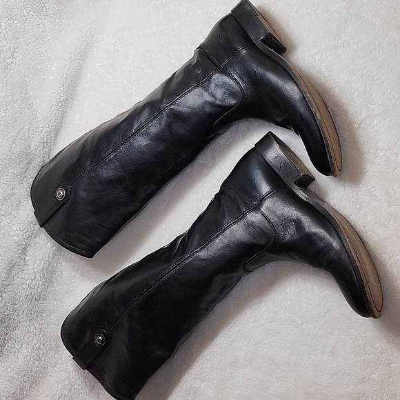 Frye Melissa Button Black Tall Leather Riding Boots Size 9 - Picture 6 of 16